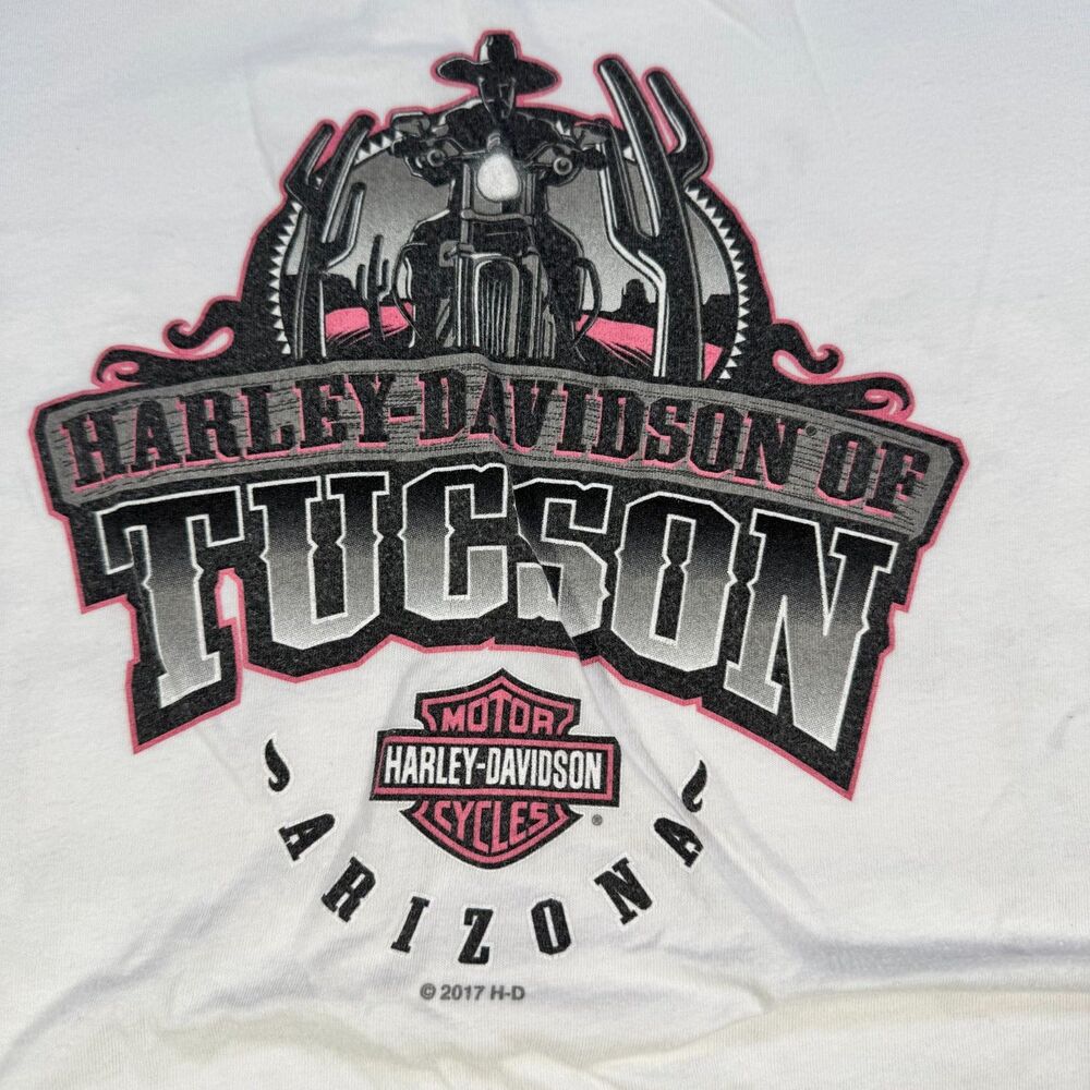Harley-Davidson Tucson AZ Rhinestone Tee Women’s M White 2017 Scroll Graphic - Picture 5 of 5